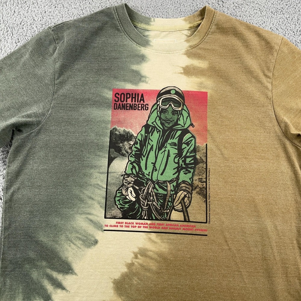 The North Face Shirt Mens Medium Green Tan Tie Dye Sophia Danenberg Graphic